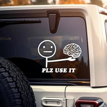 Imagem de Adesivo de carro Plz Use It, engraçado sarcástico saúde mental do cérebro, decalques neurodivergentes, vinil impermeável adesivo de para-choque de 20 cm para janela de caminhões, acessórios de carro