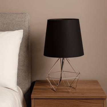 Imagem de Luminária de Mesa Moderna - Base Geométrica Rose Gold, Dourado e Preto - Iluminação para Quarto e Escritório(ROSE GOLD - PRETO)