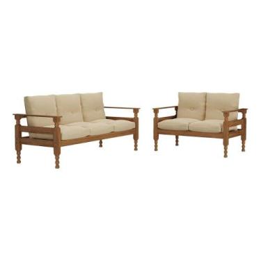Imagem de Jogo De Sofá Madeira Maciça 2 E 3 Lugares Liz Multimóveis Cr7004 Imbui