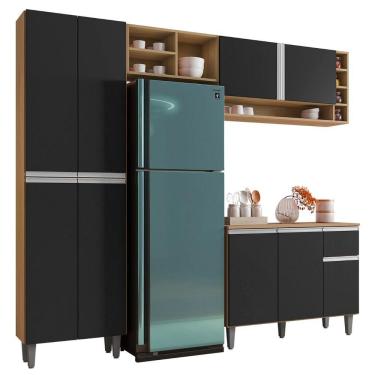 Imagem de Cozinha Modulada Completa 4 Peças Vanessa Amendoa Preto Ajl