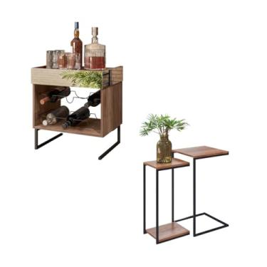 Imagem de Jogo Adega Para 6 Garrafas e Kit Mesa Lateral Conjunto 2 Unidades Aurora - ÉdeCasaMóveis