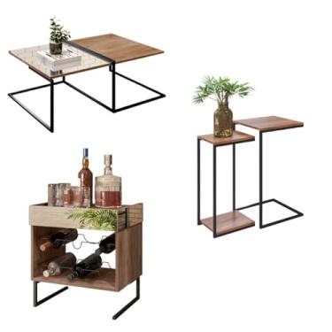 Imagem de Jogo Adega Para 6 Garrafas Mesa De Centro e Kit Mesa Lateral Aurora - ÉdeCasaMóveis