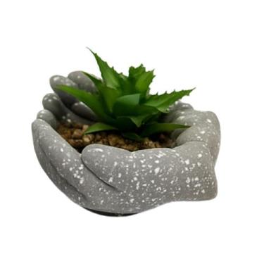 Imagem de Mini Vaso em Formato de Mãos com Planta Artificial Suculenta - bbless,