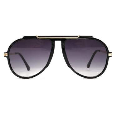 Imagem de willochra Óculos de sol piloto vintage grandes femininos para homens, armação grande, tendência, popular, óculos de sol preto UV400, C2