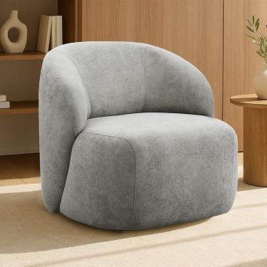 Imagem de Poltrona Orgânica Giratória Tecido Bouclê Aime Cinza