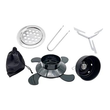 Imagem de Aquecedor de churrasco a gás para acampamento portátil | Queimador de madeira para cozinhar ao ar livre à prova de vento | Fogão a gás compacto para caminhadas, sobrevivência e pesca