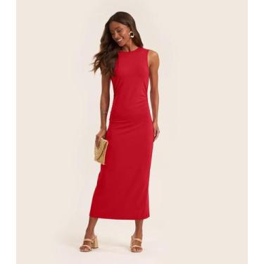 Imagem de Vestido Midi em Molecotton de Viscose Rovitex Vermelho, P, Vermelho