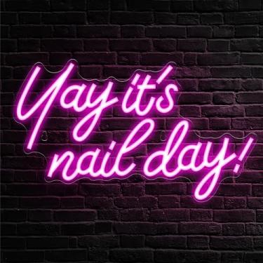 Imagem de Kavaas Placa de néon Yay Its Nail Day – Placa neon para decoração de sala de unhas | Placa de LED para salão de beleza, quarto – Ótimo presente para garotas tecnológicas de unhas, Natal, aniversário