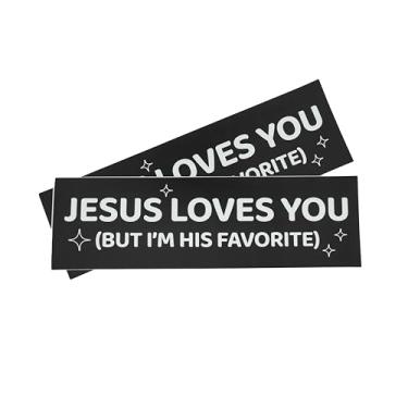 Imagem de Pacote com 2 adesivos engraçados, 25,4 cm x 7,5 cm – Decalque de vinil à prova d'água para carros, caminhões, laptops ou coolers – Presente mordaça para adultos, amigos e colegas de trabalho - Jesus