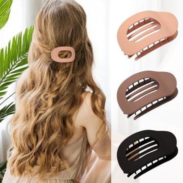 Imagem de 3 peças de grampos de cabelo planos para mulheres, presilhas antiderrapantes com bico de pato para cabelos cacheados finos e grossos