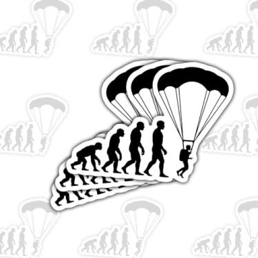 Imagem de 3 peças de adesivos de paraquedas de evolução, adesivos engraçados de vinil de paraquedas para esportes radicais para laptop, caderno, diário, garrafa de água, para-choques de carro, presente para