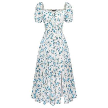 Imagem de Vestido feminino Scarlet Darkness Floral Summer com gola quadrada