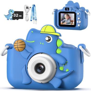 Imagem de Câmera infantil masterbee Dinosaur Toys 1080P HD 32GB azul