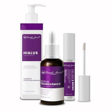 Imagem de Kit com 3 Produtos - Clareador & Hidratação Camila Maciell - Sabonete Facial/Demaquilante 200 ml + Sérum Tranexâmico + Sérum Fortalecedor para Cílios e Sobrancelhas