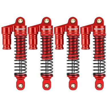 Imagem de GLOBACT Para TRX4M amortecedores 52 mm alumínio dianteiro e traseiro amortecedores ajustáveis RC 1/18 RC rastreador acessórios de atualização de carro (4 peças, vermelho)