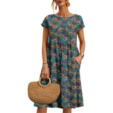 Imagem de Vestido midi Zhyaj, túnica solta de algodão com bolsos para mulheres