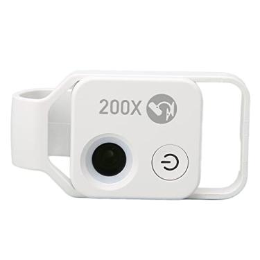 Imagem de SUNGOOYUE Microscópio de Bolso para Telefone APL 200X, Recarregável por USB Com Lente CPL, Luz LED, Compatível Com Smartphones IOS e, Ferramenta Educacional (Branco)