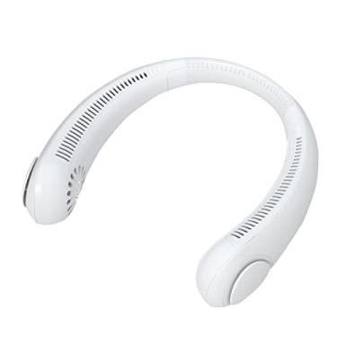 Imagem de WYUYIWH Ventilador de colar sem lâminas, ventilador esportivo com 3 velocidades ajustáveis, mãos livres, sem lâminas, ventilador de pescoço portátil, mini ventilador duplo para pendurar no pescoço