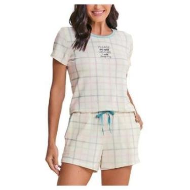 Imagem de Pijama Feminino Danka Moletinho Xadrez Bege - 01102-Feminino