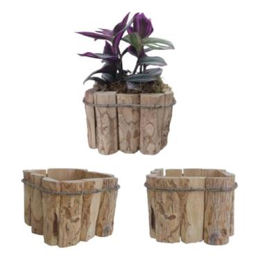 Imagem de Cachepot Quadrado Rustico Madeira De Cafe Para Flores Tam. M