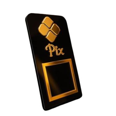 Imagem de Display Placa Qr Code Mesa Acrílico Espelhado Plaquinha(Pix Preto Com Dourado,1 Unidade)