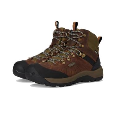 Imagem de KEEN Botas de neve masculinas Revel 4 altura média com isolamento polar à prova d'água, Bisão/pimenta laranja, 42