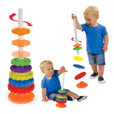 Imagem de Giro Mágico Interativo Infantil com Engrenagens e Blocos Coloridos – Brinquedo Educativo de Montar