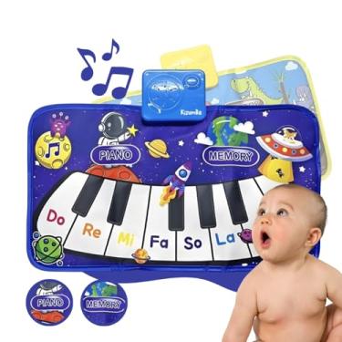 Imagem de Tapete Piano Infantil Brinquedo Educativo Musical com Teclado Interativo Sons de Animais Coloridos Estimula Coordenação Motora e Criatividade Kizumba (AZUL)