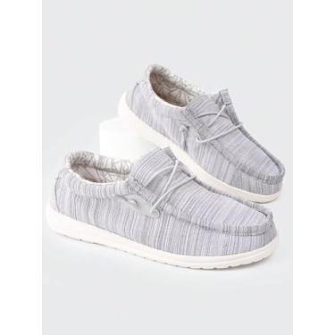 Imagem de Mocassim casual para meninos e meninas, tênis de lona para crianças pequenas, confortáveis e leves (DD752-cinza claro-31) Cinza