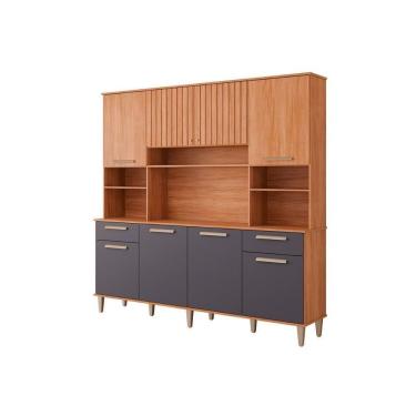 Imagem de Cozinha Compacta Livia 8 Portas 2 Gavetas E 6 Nichos Cinamomo-titanium - Mgm