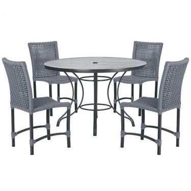 Imagem de Mesa Ascoli Com 4 Cadeiras Cannes De Alumínio Trama Prata