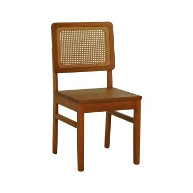 Imagem de Cadeira Lyon Madeira Maciça Encosto Telinha Amêndoa - Amêndoa Assento Ripado Amêndoa