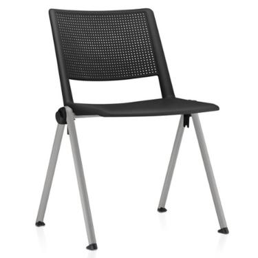 Imagem de Cadeira Empilhável Fixa Lift F02 Base Aço Cinza Preto - Lyam Decor