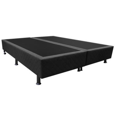 Imagem de Base Para Cama Casal Queen 158x198cm Bipartido Liz S05 Suede Bordado Preto - Mpozenato