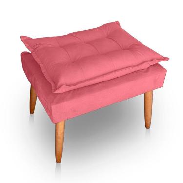 Imagem de Puff Para Sala E Quarto Madeira Decorativo Opala Suede Rosa