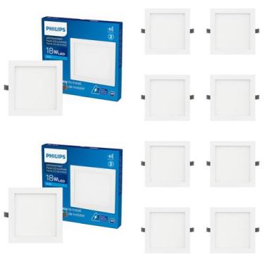 Imagem de 2 Luminárias Led Quadrada Embutir Philips 18w Bivolt 4000k, Bivolt