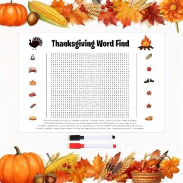 Imagem de VYWmna Pôster jumbo de busca de palavras de Ação de Graças, pôster grande de atividades festivas de 2026 para jogos de parede para famílias, decoração divertida para Ação de Graças e festa de Natal
