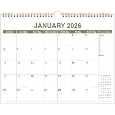 Imagem de Calendário 2025-2026 - Calendário de parede de dezembro de 2025 a dezembro de 2026, agenda de parede com papel grosso, 30,5 x 36,8 cm, verde