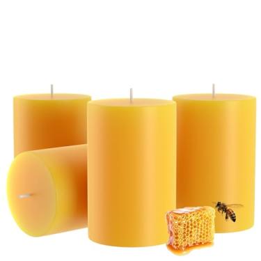 Imagem de Velas de cera de abelha 100% pura natural - Velas de cera de abelha de emergência com 80 horas de tempo de queima | Cera de abelha orgânica para casa, oração, Natal, festa | Sem cheiro, sem fumaça