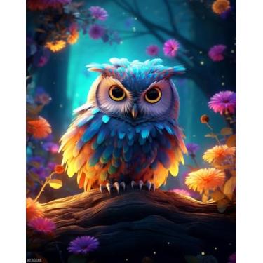 Imagem de XTXGERL Kits de pintura por números para adultos, coruja, pintura a óleo faça você mesmo, kits de tinta acrílica por números para adultos iniciantes com pincéis para decoração de parede de casa 41 x