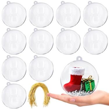 Imagem de OCTERIC 26 bolas de enfeites de Natal preenchíveis de 8 cm, bola grande de enfeite de plástico transparente para artesanato DIY, ornamentos transparentes inquebráveis a granel para decoração de festa