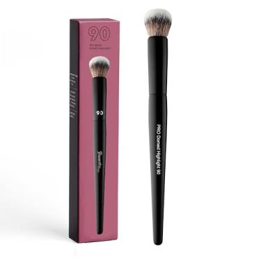 Imagem de Pro Brush 90 Pincel de realce abobadado, preto, cerdas sintéticas, contorno de maquiagem profissional para o rosto, aplicação de precisão