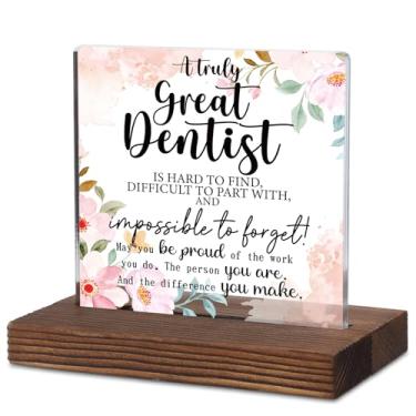 Imagem de Presente de agradecimento ao dentista, placa de mesa de acrílico com citação "A Truly Great Dentist", sinal de agradecimento para consultório odontológico, fim de ano, graduação ou reconhecimento de