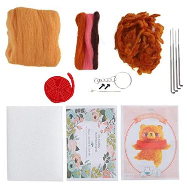 Imagem de Kit de feltragem de agulhas de lã de fibra química DIY Animal Artesanato de brinquedos artesanais para iniciantes Conjunto completo com bancada de espuma Agulhas de puxão e série (184#Urso de balé)