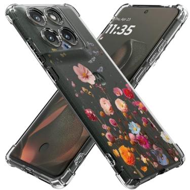 Imagem de Capa para Moto Edge 2025, capa para Motorola Edge 2025 rosa unissex à prova de choque flexível TPU slim fit transparente protetora para telefone capa transparente (flor A166)