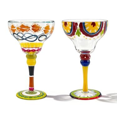 Imagem de yaenoei Conjunto de 2 copos de Margarita, cupons de coquetel mexicanos soprados à mão de 293 ml, taças elegantes para martini e champanhe, copos de bar artesanais para servir em festas