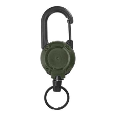 Imagem de PATIKIL Chaveiro retrátil, porta-crachá retrátil resistente, carretel de crachá, clipe de chaveiro com cordão de aço de 59,9 cm, quintal para chaves, pesca, ciclismo, caminhada, mochila, verde