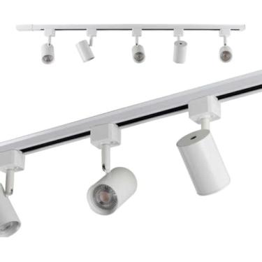 Imagem de KIT TRILHO ELETRIFICADO 1 METRO BRANCO + 3 SPOT LED 10W BRANCO 3000K LUZ BRANCO QUENTE