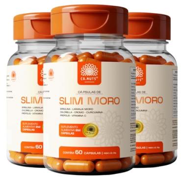 Imagem de Slim Moro Cápsulas Ca.nuts | 60 Cápsulas | Extrato de Laranja Moro + Spirulina + Chlorella + Cromo + Curcumina + Própolis + Vitamina C (3 Potes)