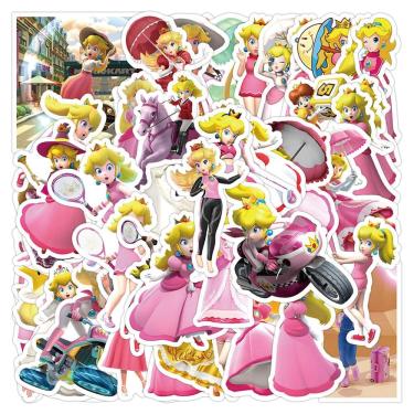 Imagem de Adesivos Princess Peach Anime 50 peças de PVC impermeáveis 5-7 cm